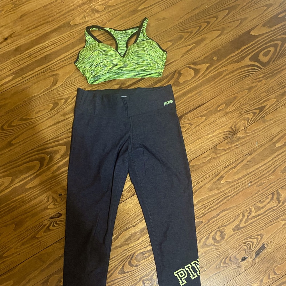 Pink Yoga Pants and Sports Bra